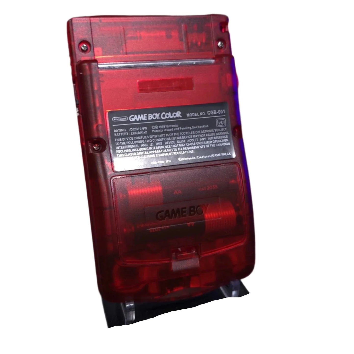 Nintendo Game Boy Color Video Game Console - Transparent Red - AMOLED XL LCD Touch Screen - Custom Built & Upgraded