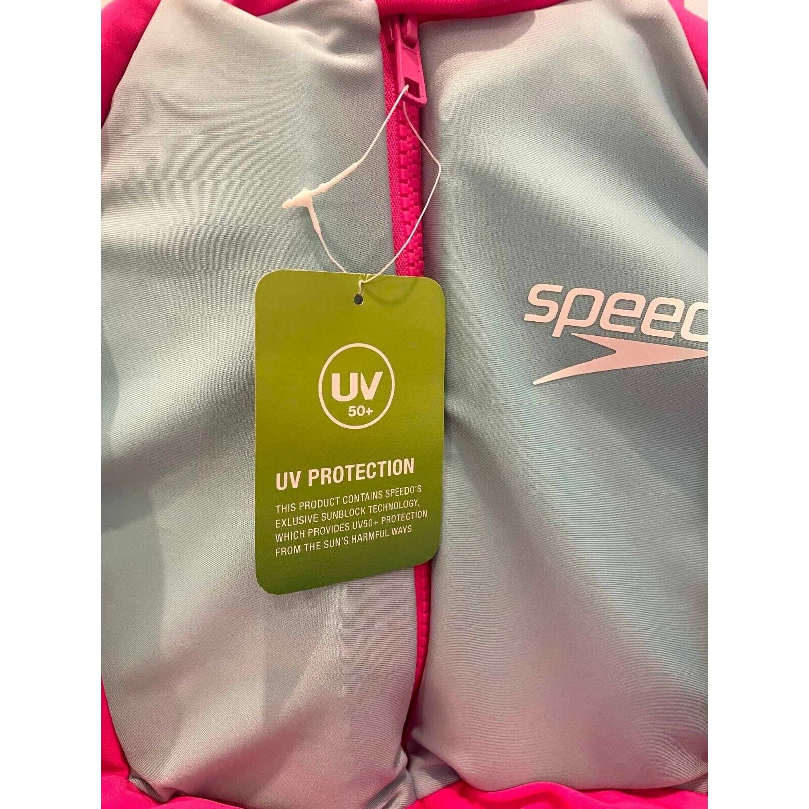 Speedo Girls Life Jacket - Long Sleeve Padded - Blue/Pink - Small-  Like New - Pic 2