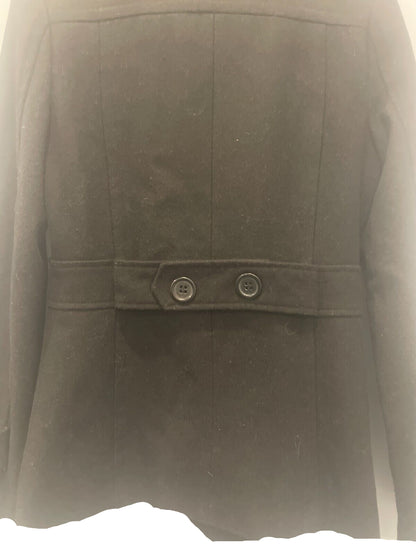 Women Size XS Wool Coffee Shop Black Pea Coat Jacket Coffeeshop Company - Very Good