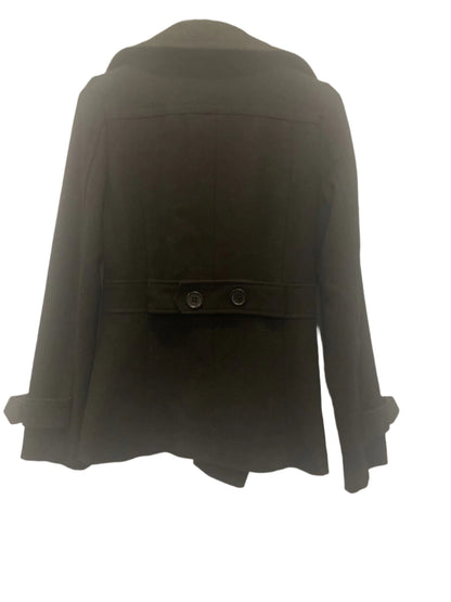 Women Size XS Wool Coffee Shop Black Pea Coat Jacket Coffeeshop Company - Very Good