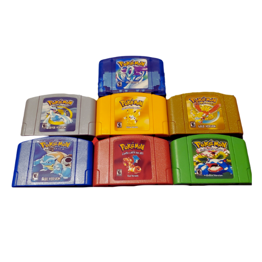 Pokemon Red, Blue, Green, Silver, Yellow, Gold, Crystal - N64 Video Game for Nintendo 64 - Set of 7