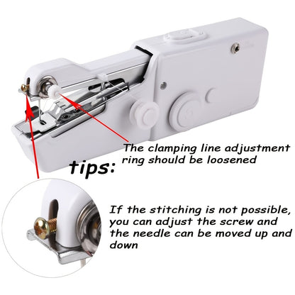 Portable Mini Handheld Sewing Machine - Battery Powered - White