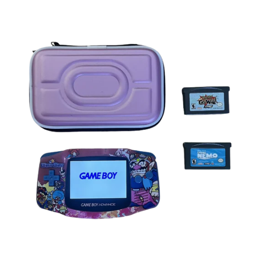 Nintendo Game Boy Advance Video Game Console - PinkBlue - Wario Ware Edition - Custom Built