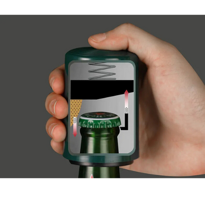 Automatic Magnetic Press Bottle Opener - Quick Action 1-Click Open - Stainless Steel & Plastic