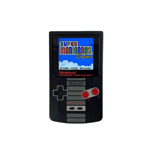 Nintendo Game Boy Color Video Game Console - BlackGray - NES Classic Edition - Backlit IPS Q5 Screen - Custom & Upgraded