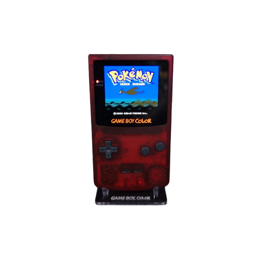 Nintendo Game Boy Color Video Game Console - Transparent Red - AMOLED XL LCD Touch Screen - Custom Built & Upgraded