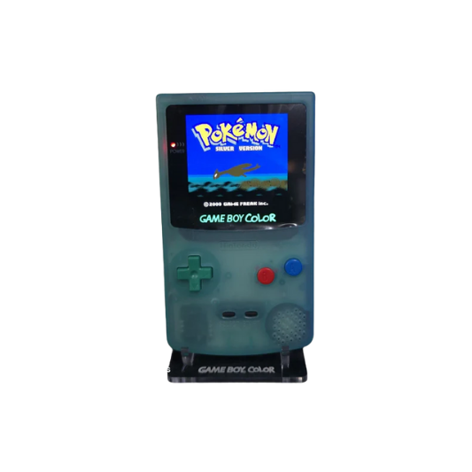 Nintendo Game Boy Color Console - Glow in the Dark Blue - AMOLED XL LCD Touch Screen - Custom Built & Upgraded