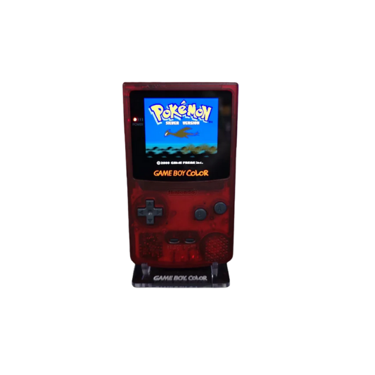 Nintendo Game Boy Color Console - Clear Red - AMOLED XL LCD Touch Screen - Custom Built & Upgraded