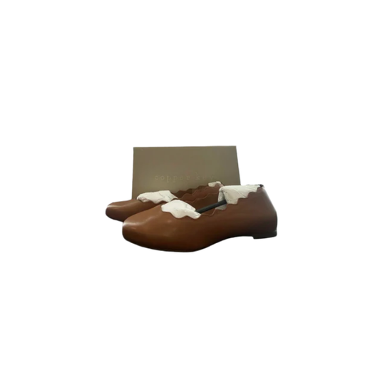 Copper Key Womens Flats Shoes Loveley leather Scalloped Brown Cara Luggage - Brown - 10W - Like New