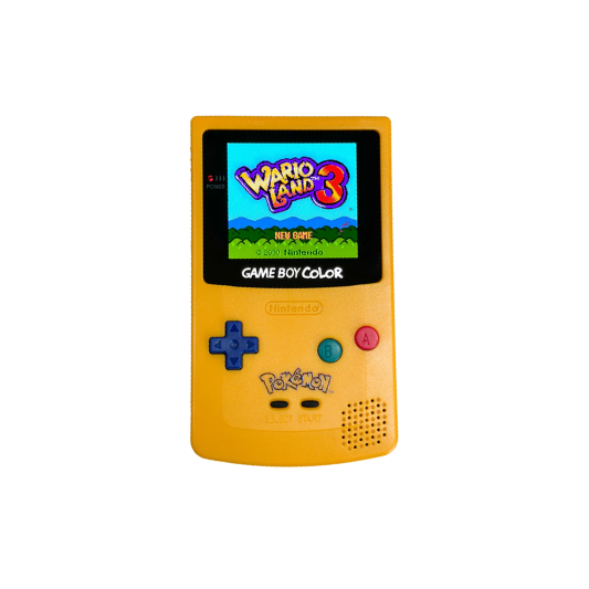 Nintendo Game Boy Color Console - YellowBlue - Pokemon Logo - AMOLED XL LCD Touch Screen - Custom Built & Upgraded
