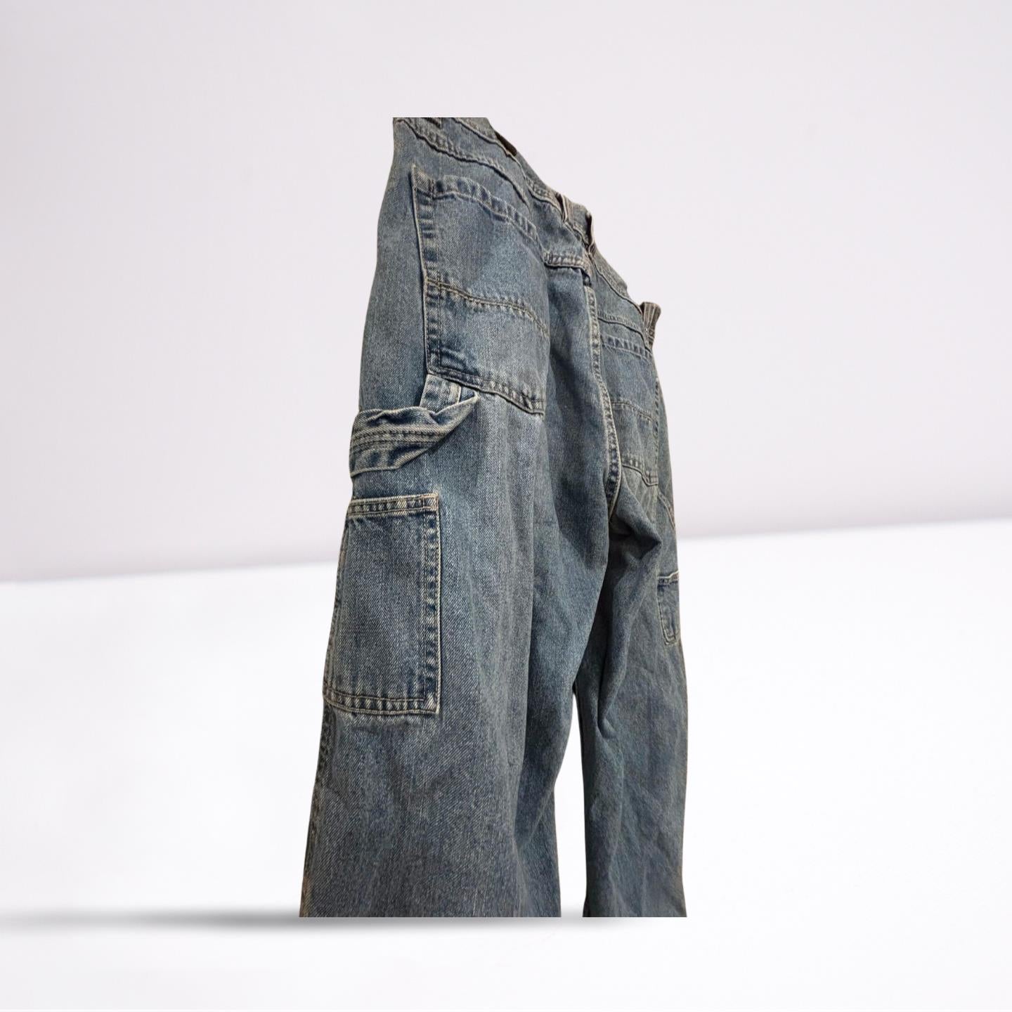 Arizona Mens Jeans Denim Carpenter Faded Relaxed Fit Straight - Blue - 40x32 - Like New