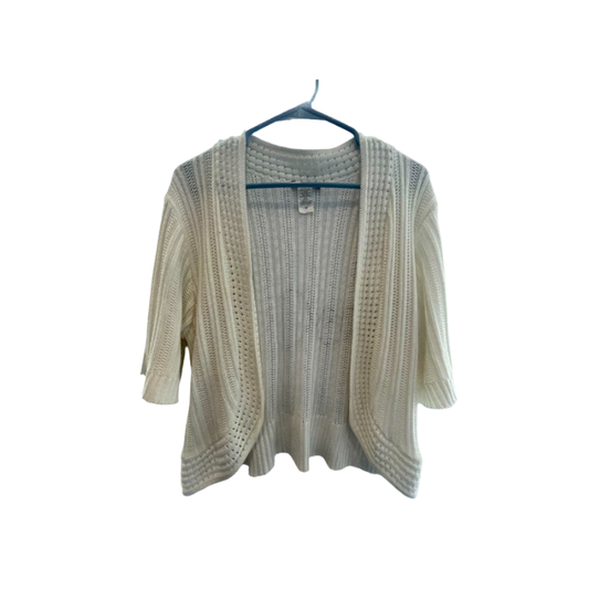 Intriguing Threads Womens Cardigan Half-Sleeve No Closure - White - 1X - Very Good