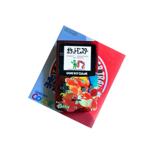 Nintendo Game Boy Color Console - Clear Red - Pokemon Charizard Edition - New Custom & Upgraded