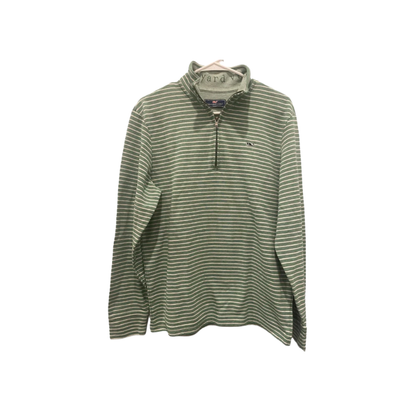 Vineyard Vines Mens Pullover Performance Striped Quarter-Zip - Green - Medium - Very Good