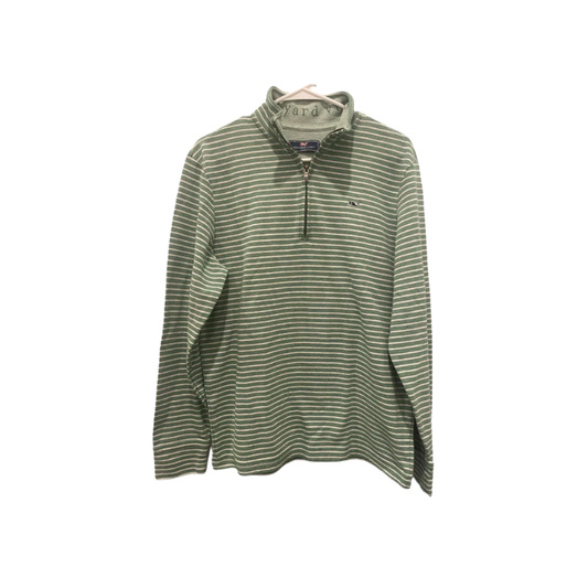 Vineyard Vines Mens Pullover Performance Striped Quarter-Zip - Green - Medium - Very Good