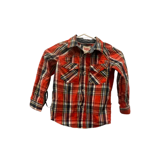Little LEVIS Kids Long Sleeve Button Down Shirt Plaid - Blue - Small - Very Good