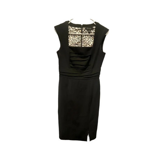 White House Black Market Womens Dress Sheath Leopard Satin Lining - Black - 2 - Like New
