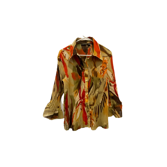 Essentials by Milano Womens Blouse Floral Peat Flowers - Red - XL - Very Good