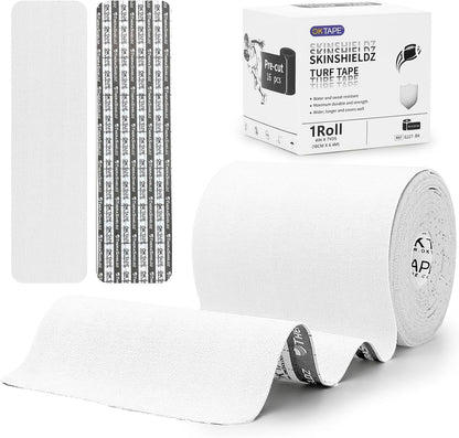 Pre-Cut Turf Tape - Sports Injury Prevention for Turf Burn, Scrapes, Cuts Abrasions - White - New