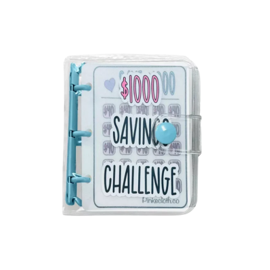 1000 Savings Challenge Binder - Money Saving Binder Book for Flexible Budgeting & Reusable Savings Challenges - Blue - New