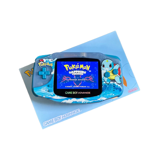 Nintendo Game Boy Advance Video Game Console - Blue - Pokemon Squirtle Edition - Custom Built