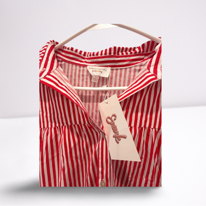 Fantastic Fawn Womens Dress Sierra Fringe Babydoll - RedWhite - Large - New
