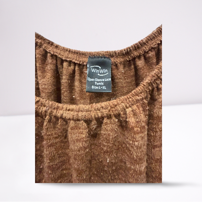 WinWin Womens Tunic Open Sleeve - Brown - LXL - Very Good