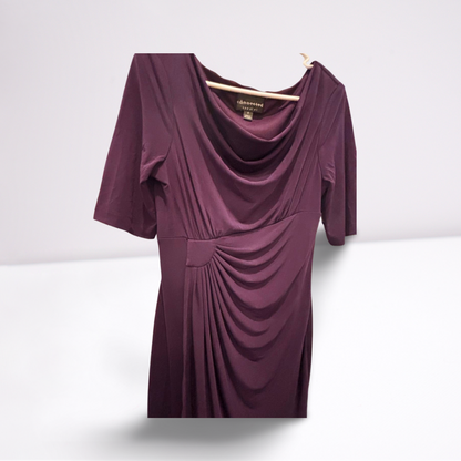 Connected Apparel Womens Dress Knee Length Long Sleeve Fitted - Plum - 8 - Like New