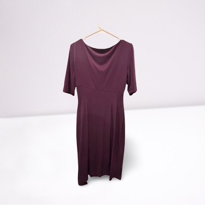 Connected Apparel Womens Dress Knee Length Long Sleeve Fitted - Plum - 8 - Like New