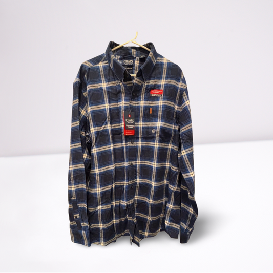 Chaps Mens Polo Shirt Performance Plaid Collared - Blue - XXL - Like New