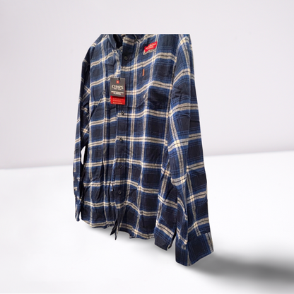 Chaps Mens Polo Shirt Performance Plaid Collared - Blue - XXL - Like New