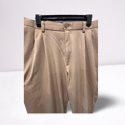 Haggar Mens Pants Casual Cool 18 Pro Classic - Khaki Beige - 40x30 - Very Good