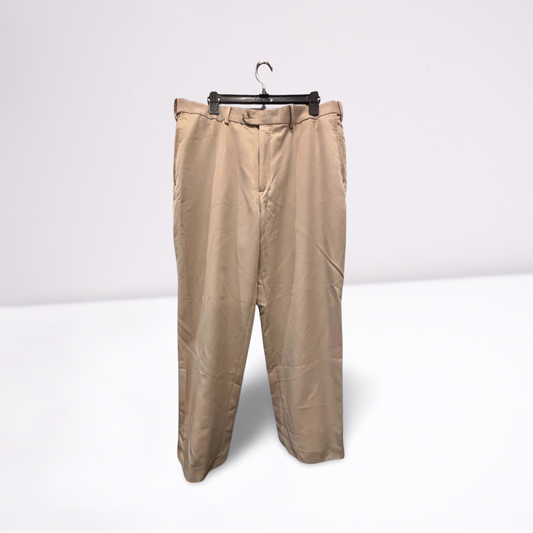 Roundtree & Yorke Mens Khaki Pants Casual Classic - Khaki Beige- 38x30 - Very Good