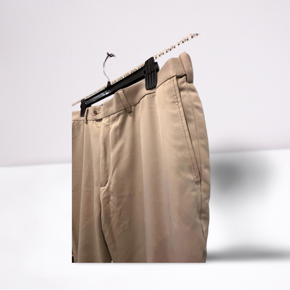 Roundtree & Yorke Mens Khaki Pants Casual Classic - Khaki Beige- 38x30 - Very Good