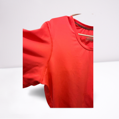 Under Armour Womens T-Shirt HEATGEAR Fitted - Coral Pink - XL - Very Good