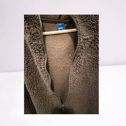 Getafterit Womens Pullover Quarter-Zip Oversized Fuzzy Hooded - Gray - XL - Very Good
