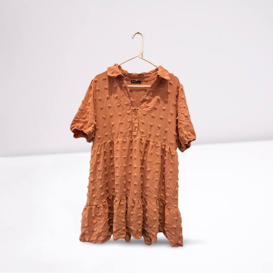 Very J Dress - Women - Light Pink - Size Large  Short Bubble Sleeves Collared - Very Good