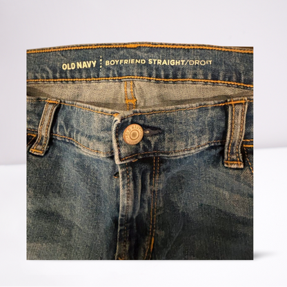 Old Navy Womens Jeans Boyfriend Distressed Medium Wash Straight - Blue - 14 - Like New