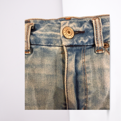 American Eagle Womens Denim Skirt Medium Wash Distressed Next Level Stetch - Blue - 8 - Very Good