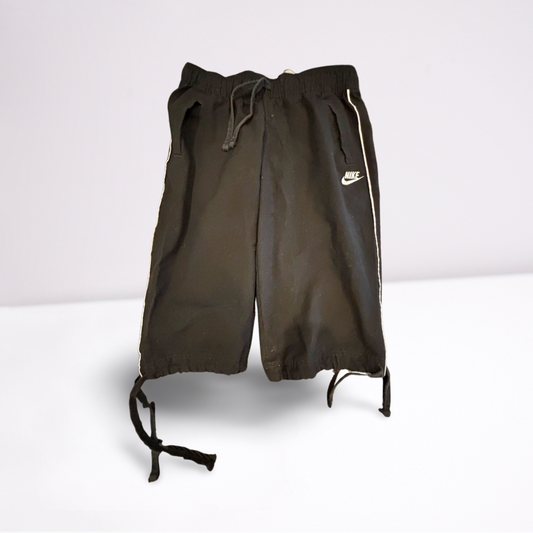 Youth Girls Nike Athletic Capri Pants Workout Stitched Logo Ties - Youth Medium - Black - Very Good