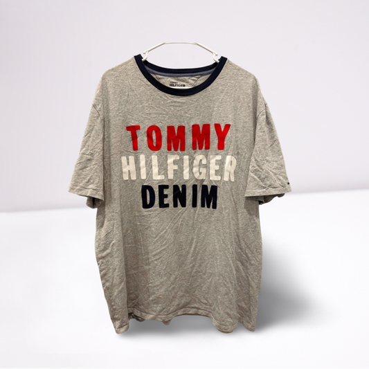 Tommy Hilfiger Mens T-Shirt Relaxed Stitched Logo Regular - GreyBlueRedWhite - XL - Very good