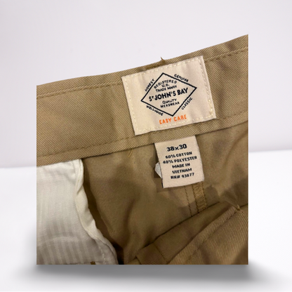 St. Johns Bay Mens Pants Casual Khaki Pants - Beige - 38x30 - New