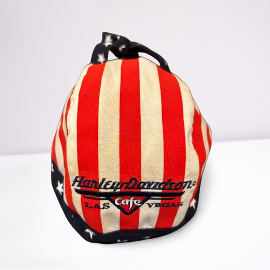 Top Of The World Mens Skull Cap Harley Davidson American Flag Biker - redwhiteblue - One Size - Like New