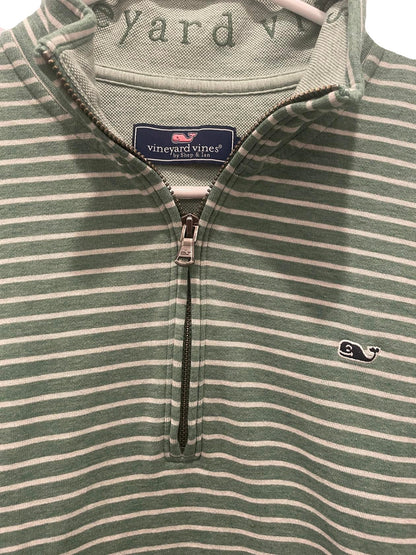 Vineyard Vines Mens Pullover Performance Striped Quarter-Zip - Green - Medium - Very Good