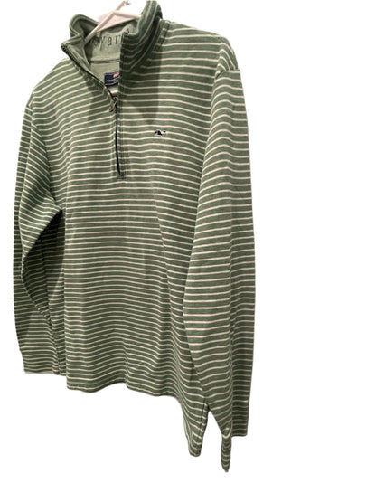 Vineyard Vines Mens Pullover Performance Striped Quarter-Zip - Green - Medium - Very Good