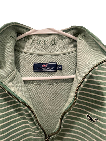 Vineyard Vines Mens Pullover Performance Striped Quarter-Zip - Green - Medium - Very Good