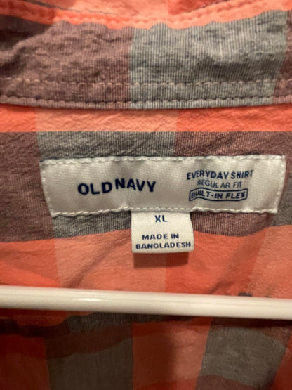 Old Navy Mens Button Down Shirt Everyday Casual Front Pocket - Coral - XL - Like New