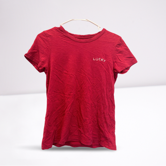 Lucky Brand Womens T-Shirt Smiley Face Stitched - Red - XS - Very good