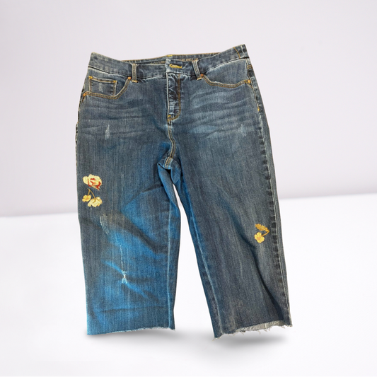 Chicos Womens Capri Pants Cut-Off Denim - blue - 1 - Very good