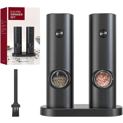 Electric Salt & Pepper Grinder 2-Piece Set - Adjustable Coarseness Refillable Mill - Battery Powered & Rechargeable